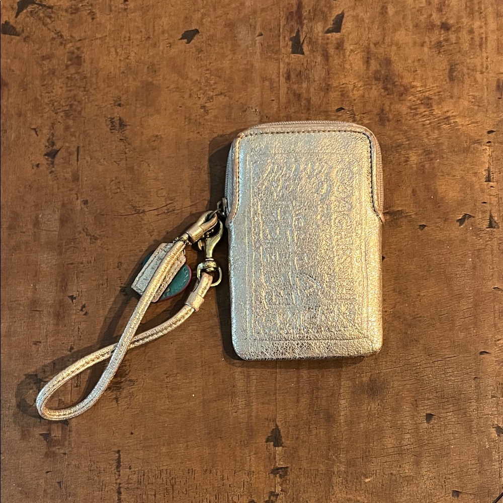 Coach Metallic Gold Phone Case with Wrist Strap
